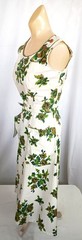 Vintage 60s Kenrose 2 Pc White/Green Floral Sleeveless Cotton Day Dress XS/SM