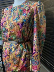 New Jodi Scott York Abstract Floral Multicolor Blouse Skirt Vintage 14W 2 Piece