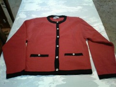 Vintage Jaeger Red Wool Cardigan Womens Size 32 (cb44)