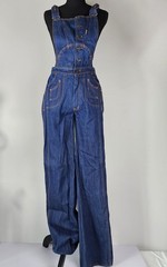 NWOT Vintage 80s N’EST-CE-PAS OVERALLS Orange Stitching Size 11/12 Bell Bottoms