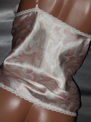 VTG SATIN SHINY APLQ PINK SWIRL FLORAL SPAGHETTI STRAP CAMI TANK TOP SHIRT S/M