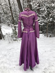 Vintage Antique 1800’s 1900’s Purple Silk? Bodice Bustle Skirt 34-24-46