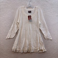 NEW NWT Y2K Vintage Top Large White Sequin Boho Fairy Grunge Hippie Bohemian