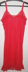 VINTAGE SHEER LACE CHERRY RED HEIRESS SLIP Nylon CHIFFON LADIES SEXY 36 AVE EUC
