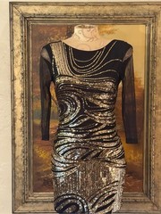 bebe 00s Y2K Black and Gold Sequin Mini Cocktail Dress – XS