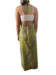 Vintage Alfred Shaheen Waikiki Hawaii Butterfly Floral Halter Maxi Dress XS/S