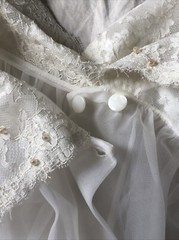 Vtg Shadow Line Womens S Sheer White Robe Nylon Tricot Beaded Lace Collar