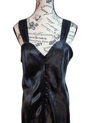 90s Vtg Erika Taylor Black Satin Mini Slip Dress – Coquette / Goth Luxe M