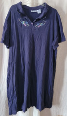 VTG Women’s Blair Shirt Size 3XL Blue Short Sleeve Flowers Pullover Casual