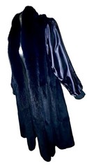 Navy Trench, Fox Fur Tuxedo Collar, Removable Sheered Fur Liner, Satin Lining