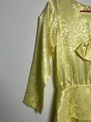 Vintage 1980s Peplum Dress Floral Design Slim Handmade Unsized MEASUREMENTS Desc