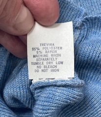 Vintage 1970s Knit Polo Sweater Long Sleeved Shirt Blue Novelty Denim Pocket XL