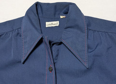 VTG 60s 70s Lady Bayard Shirt Dress Navy With Red Top Stitching – Women 15-16