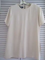 VINTAGE PATRICK COLLECTION BLOUSE TOP SHORT SLEEVE 100% SILK IVORY L NWOT