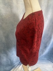 Vtg 90s Y2K Whimsigoth Bobbie Brooks Floral Scroll T Shirt Top Women Small Red