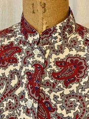 Vintage 60s 70s DEVON Gray Paisley Mod Polyester Shirt Blouse Top M Secretary