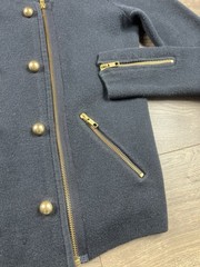 Ann Taylor Navy Military Style Zip Up Jacket Sweater Wool Cotton Blend Size S