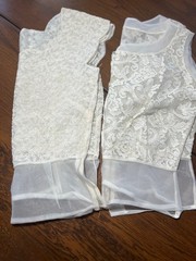 Two Antique Edwardian Victorian Ivory Lace Tulle Blouse Top Wedding NOS