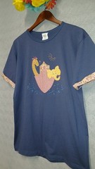 Vintage 90s Just My Size Navy T-Shirt Giraffe Elephant Heart Applique Made USA