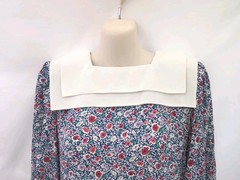Vintage Jane Schaffhausen Belle France Floral Midi Dress Sz 6 White Collar 80s
