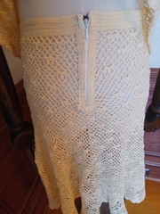 Vintage 1970s Boho/ Hippie/ Beach Wedding Ivory 2-piece Handmade Crochet Dress