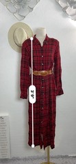 VTG EXPO plaid long dress size 14W buttons red black casual western made USA