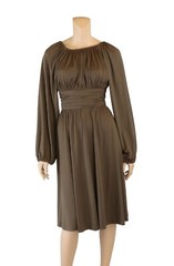 Alison Ayres for Neiman Marcus Vintage 70s Brown Cinch Waist Peasant Dress sz 14