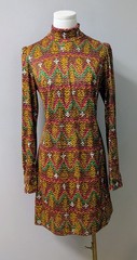 Vintage 60’s Miss Rita California MOD Gogo Mini Dress Psychedelic Mock Neck M