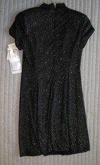Vintage Little Black Dress silver & blue sparkles peek-a-boo lined Petite size 6