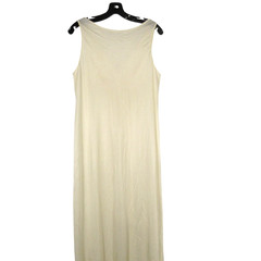 VTG VAL MODE Smooth NYLON Ivory PINK SATIN DETAIL Sleeveless LOUNGE NIGHTGOWN S