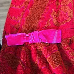 Vintage Red Orange Terry Towel Maxi Dress Caftan Lounge Coverup Handmade READ