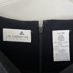 Vintage Liz Claiborne Little Black Dress 10 Covered Buttons 80s 90s