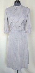 Vintage Grey Dress with Diagonal Layers and Pink/Black/Purple/Blue Stripes Sz 5