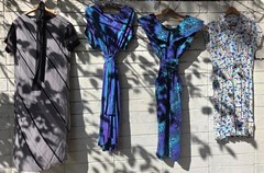 Vtg Lot of 4 Dresses 70S 80S Retro Paris Italy USA Made Small Belted