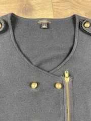 Ann Taylor Navy Military Style Zip Up Jacket Sweater Wool Cotton Blend Size S