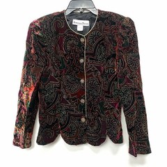 Vintage Another Thyme Medium Velvet Floral Button Up Jacket Blazer Old Money