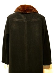 Vtg 50s 60s LAZARUS 100% CASHMERE Black SOFT MINK FUR Wedding Ring Collar Coat M