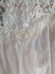 1930s Floor Length Nightgown Sheer Lingerie 2-Piece Pale Peach Size Small