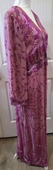 VTG Mode O Day Singapore Beaded Sequin Maxi Dress Flapper Gatsby Pink Measure L