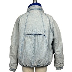 Vintage 90s Gitano Acid Wash Denim Bomber Jacket Blue Yellow Women’s Small