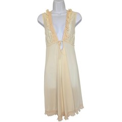 Vintage 70s Sammy Ivory Lace Peignoir Robe Nightgown Set Size 6 Romantic Bridal