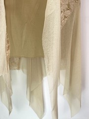 Casadei 90’s Lace Mesh Midi Skirt Sz L Beige Cream Asymmetrical Fairy Boho Retro