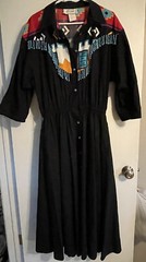 Vintage D. Frank Women’s Colorful Dress Size 14 Hanging Turquoise Beads Elastic