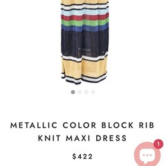 1970s Metallic Color Block Rib Knit Maxi Dress