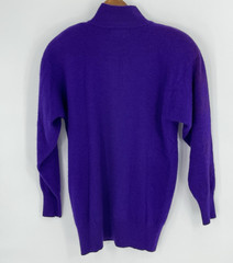 Vtg 80s Outlander Womens M Pruple Lambswool Angora Henley Button Sweater