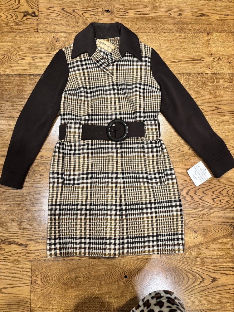 1960s Junior Accents by Frank Adam’s Plaid Dress W/ Zipper Junior Size L Vintage