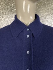 Vintage 1960s Ladies JAEGER Blue Lambswool Great Britain Blue Cardigan Sweater L
