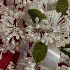 Vintage Wax Flower Bridal Bouquet With 2 Small Blown Glass Flowers & Ribbon Read