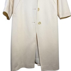 Vintage 80s/90s Alorna 100% Wool Overcoat Long Coat Ivory White MEDIUM/LARGE P