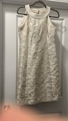 Vintage High Neck White Ann Taylor Sleeveless Tank Mod Dress Metallic Pattern 2